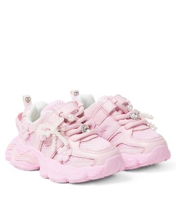 Embellished floral-appliqué sneakers | Monnalisa