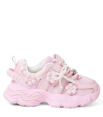 Embellished floral-appliqué sneakers | Monnalisa