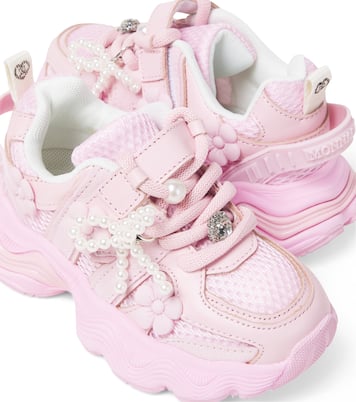 Embellished floral-appliqué sneakers | Monnalisa