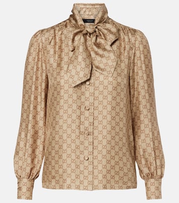 Blouse GG imprimée en soie | Gucci