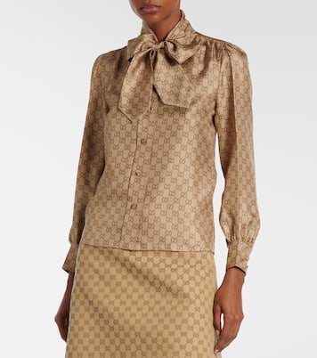 Blouse GG imprimée en soie | Gucci
