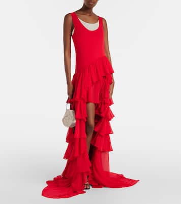 Tiered asymmetric maxi dress | Xu Zhi