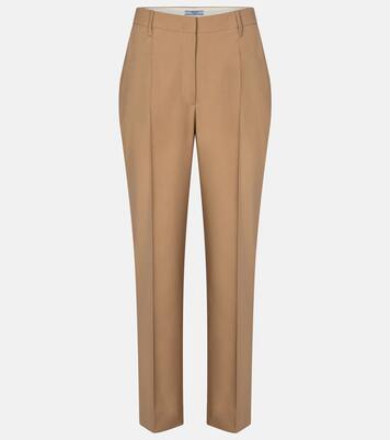 High-rise virgin wool slim pants | Prada