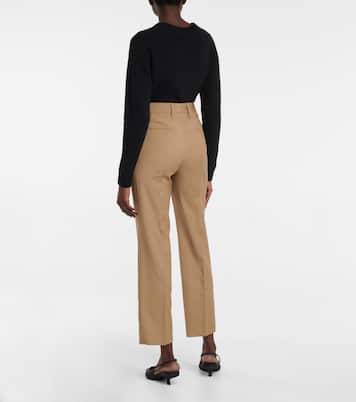 High-rise virgin wool slim pants | Prada