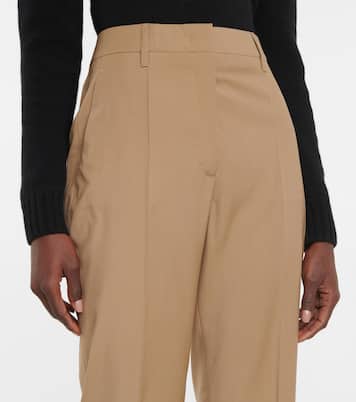 High-rise virgin wool slim pants | Prada
