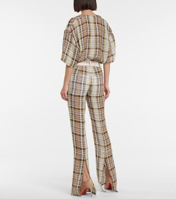 Checked linen flared pants | Victoria Beckham