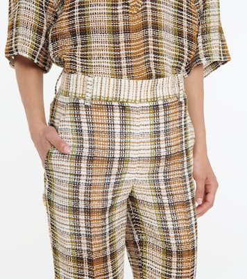 Checked linen flared pants | Victoria Beckham