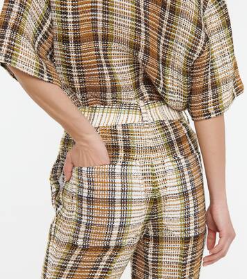 Checked linen flared pants | Victoria Beckham