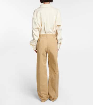 Pantalon ample à taille haute en coton et lin | Lemaire