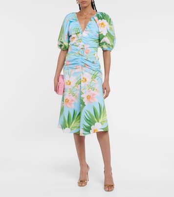 Abito midi in misto cotone con stampa | Carolina Herrera