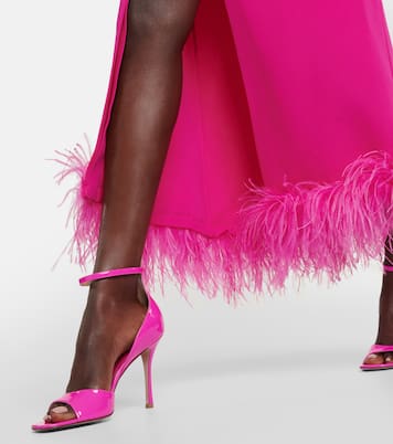 Abito chemisier in cady di seta con piume | Valentino