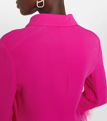 Abito chemisier in cady di seta con piume | Valentino