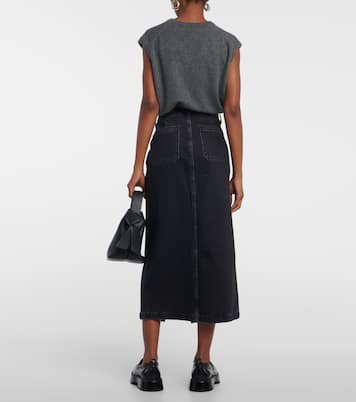 Le Bardot denim midi skirt | Frame
