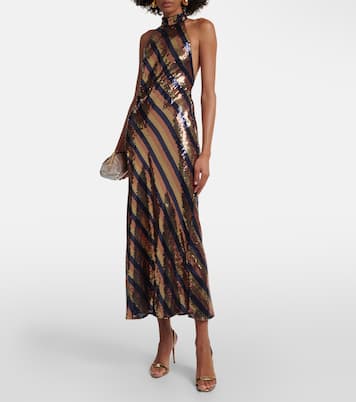 Sequined halterneck open-back gown | Rixo