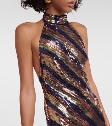 Sequined halterneck open-back gown | Rixo