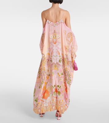 Caftán de seda estampado adornado | Camilla