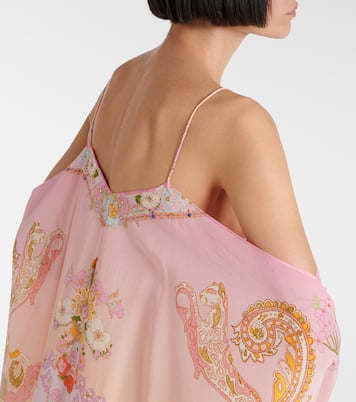 Caftán de seda estampado adornado | Camilla