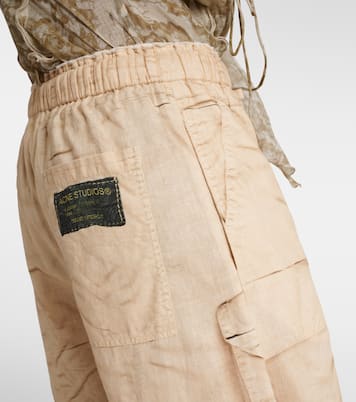 Trompe l'œil linen and cotton cargo pants | Acne Studios