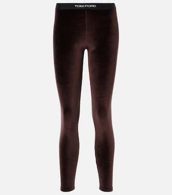 Leggings de terciopelo con logo | Tom Ford