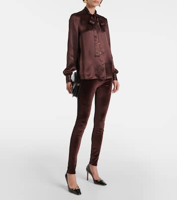 Leggings de terciopelo con logo | Tom Ford