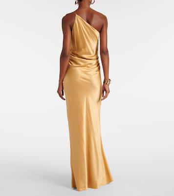Robe longue asymétrique en satin de soie | The Sei