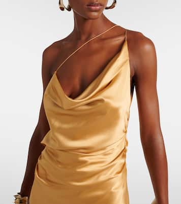 Robe longue asymétrique en satin de soie | The Sei