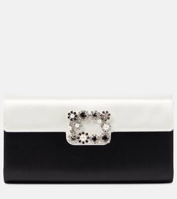 Flower Strass satin clutch  | Roger Vivier