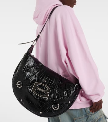 Essex embossed leather shoulder bag | Balenciaga