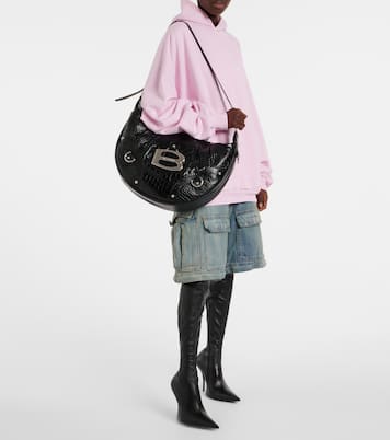 Essex embossed leather shoulder bag | Balenciaga