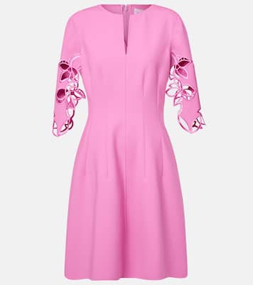 Robe midi brodée en laine mélangée | Oscar de la Renta