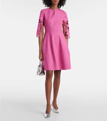 Robe midi brodée en laine mélangée | Oscar de la Renta