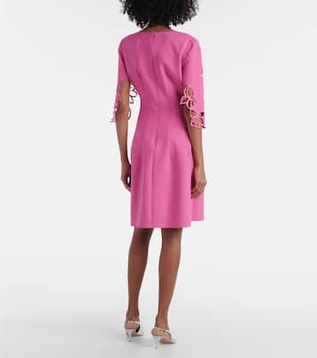 Robe midi brodée en laine mélangée | Oscar de la Renta