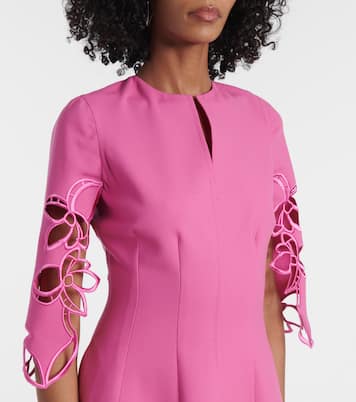 Robe midi brodée en laine mélangée | Oscar de la Renta