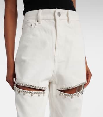 Jeans regular con cut-out e cristalli | Area