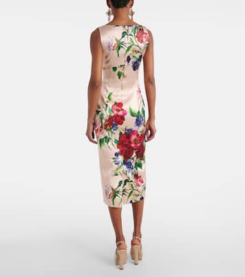 Robe midi en satin à fleurs | Dolce&Gabbana