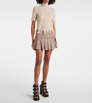 Heritage Check pleated wool miniskirt | McQueen