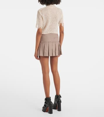 Heritage Check pleated wool miniskirt | McQueen