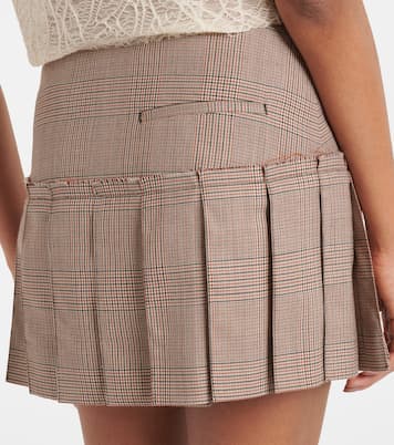 Heritage Check pleated wool miniskirt | McQueen