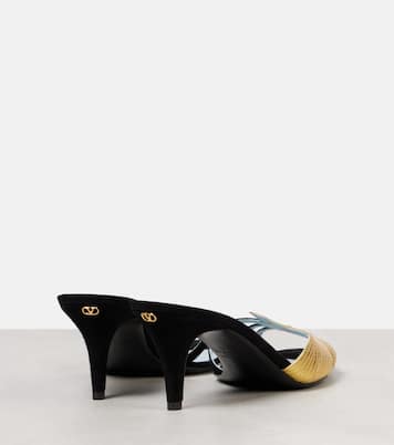 Mules Foliefoliage 65 en daim et cuir | Valentino Garavani