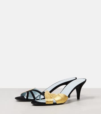 Mules Foliefoliage 65 en daim et cuir | Valentino Garavani