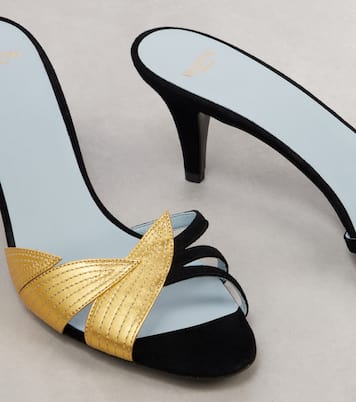 Mules Foliefoliage 65 en daim et cuir | Valentino Garavani