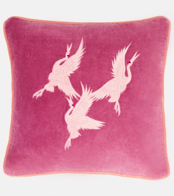 Coussin brodé en velours de soie et coton | Les-Ottomans