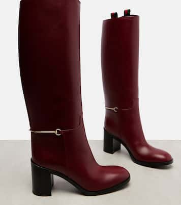 Botas altas de piel con Horsebit | Gucci