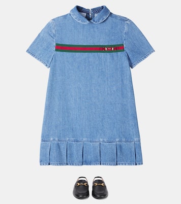 Jeanskleid Horsebit Web Stripe | Gucci Kids