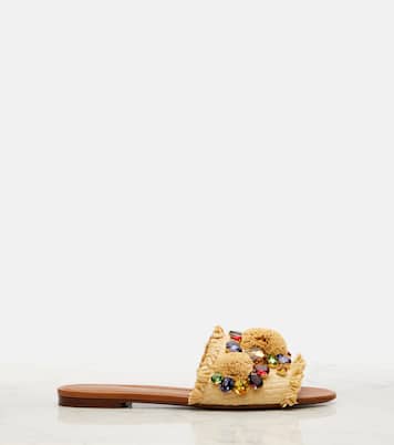 Embellished raffia-effect slides | Dolce&Gabbana