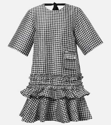 Gingham ruffled minidress  | Ganni
