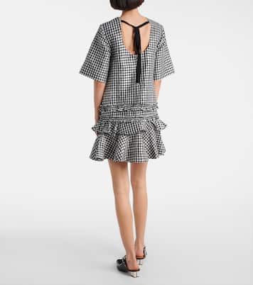 Gingham ruffled minidress  | Ganni
