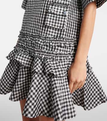 Gingham ruffled minidress  | Ganni