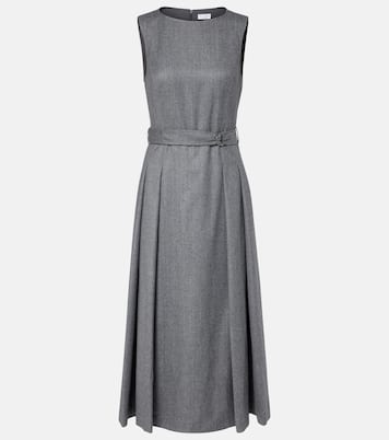 Belted virgin wool midi dress | Brunello Cucinelli