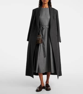 Belted virgin wool midi dress | Brunello Cucinelli